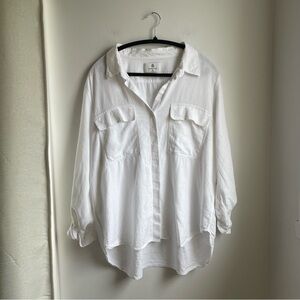White Button-up Shirt-Linen-Ecovero-Babaton-Size XL